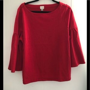 Red top with flare sleeves